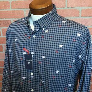 Cremieux Mens Button Front Shirt Gambling Theme Size XXL Slim Fit Cards Ace Poke